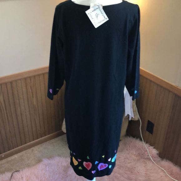 NWT Michael Simon Lite Valentines day dress with 3/4 sleeves & lots of hearts - Picture 6 of 9
